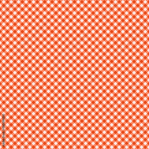 Diagonal Peach Coral Gingham Seamless Pattern. Bias Spring Plaid Texture.