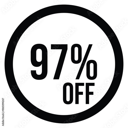 97% OFF Sale Discount Round Badge Icon Isolated on White