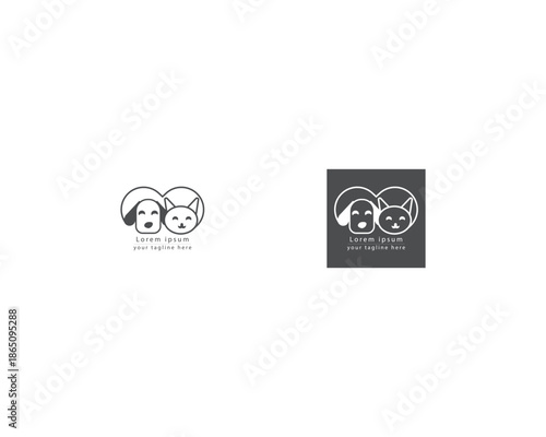 Dog cat pet house logo design template premium, pet logo design suitable for pet shop, store, cafe, business, hotel, veterinary clinic, Domestic animals vector illustration logotype, sign and symbol.