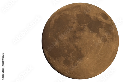 Fast Vollmond als freigestelltes Himmelsobjekt mit sichtbarer Mondoberfläche