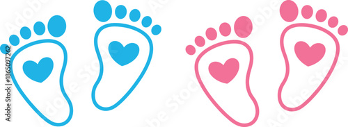 Baby footprints with heart symbolizing new life and love for parents and newborn photography