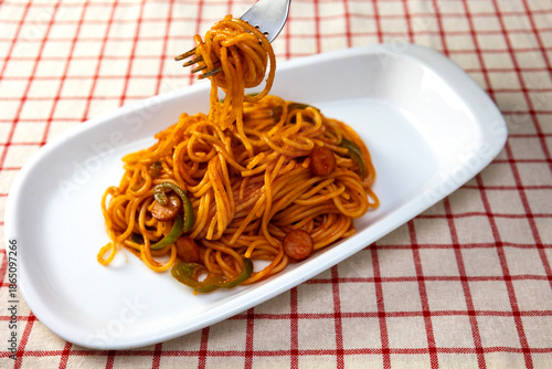 家庭で作ったナポリタンスパゲッティ