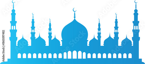 Islamic architecture mosque minarets domes page vector illustration islamic art