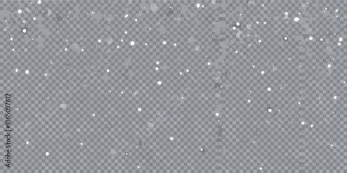 Falling snowflakes on a transparent background with a subtle gray grid
