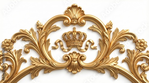 High-End Baroque Gold Ornament Isolated