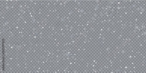 Falling snowflakes on a transparent background creating a winter effect