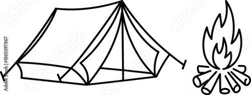 Camping tent outdoor adventure fire pit travel equipment wilderness survival