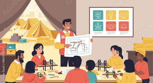 Disaster Relief Training Session with Instructor and Participants.