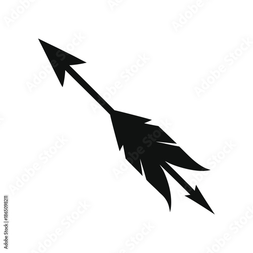 Decorative tribal arrow bold black ethnic symbol on white background Vector illustration