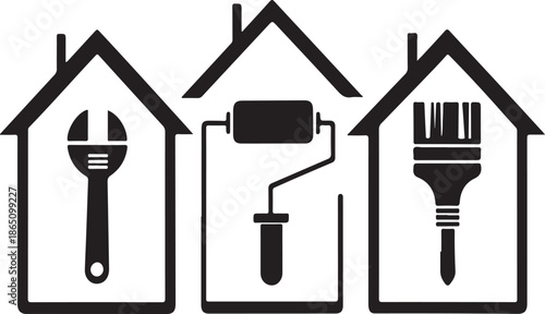 House renovation and painting tools for home improvement projects