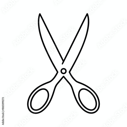 Simple scissors outline icon crafting and sewing tool on white background Vector illustration