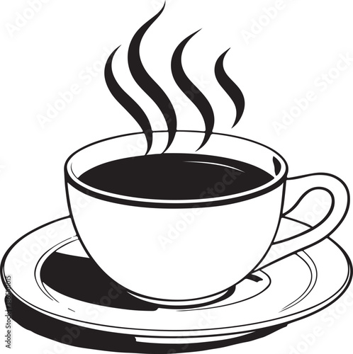 Steaming hot cup of coffee on a saucer, perfect for morning routine