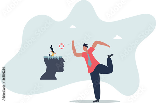 Mental illness therapy or help, depression or anxiety disorder rescue, psychology or stressed healing concept,life and employment of people.