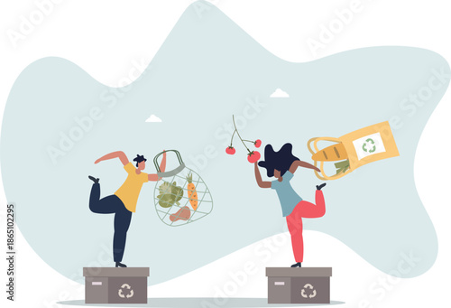 Environmental friendly packaging for shopping and grocery.life and employment of people.