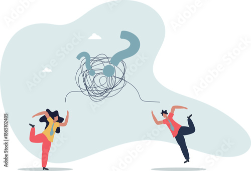 Communication problem, misunderstanding or confusion, mess or chaos communicate, conflict opinion,life and employment of people.