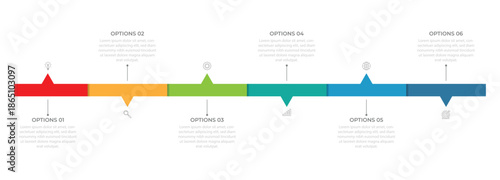 Business infographic 6 important events to success. Annual report, Business presentation template. Vector illustration.