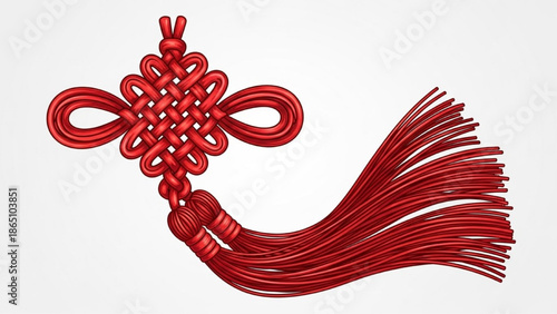 Red traditional Chinese knot with tassel