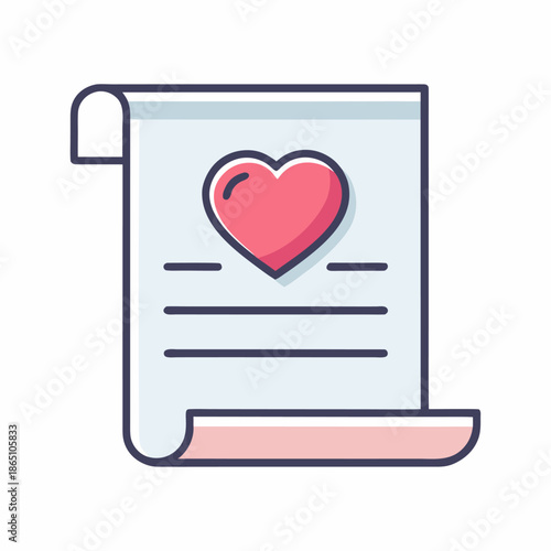 Love Letter Paper with Heart Symbol Clean Minimal Vector Illustration
