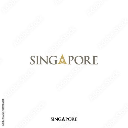 Singapore Wordmark Logo - Lion as the icon of Singapore at letter A.	