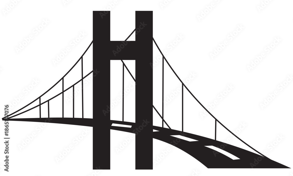 Obraz premium Simple bridge icon vector illustration,m creative bridge with wire