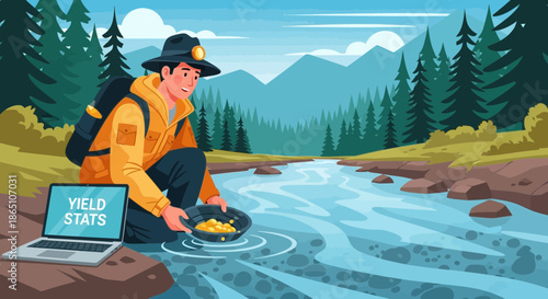 Gold Prospector Analyzing Yield Stats by River.