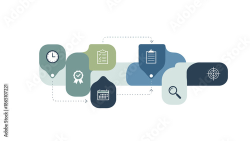 Business Process Workflow Icons and Steps Diagram