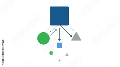 Abstract Flow Diagram with Geometric Shapes and Arrows Data Flow Concept