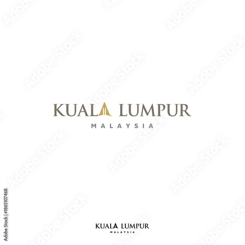 Kuala Lumpur Wordmark Logo - Twin Towers as the icon of Malaysia at letter A.