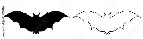 Large flock of bats on a white background.