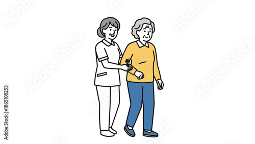 Page illustration of nurse helping elderly man.