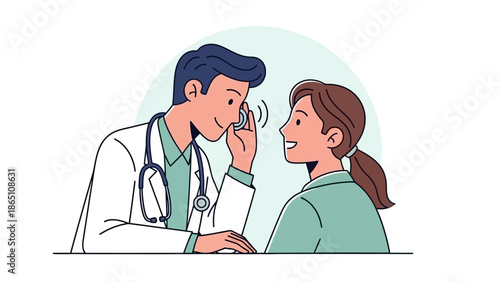 Doctor Examining Patient with Otoscope.
