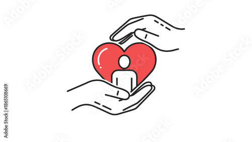 Hands Holding Heart with Person Inside.