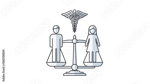 Medical Balance Scale with Doctor and Nurse.