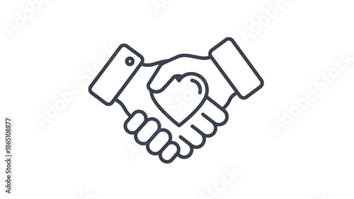 Handshake with Heart Icon Illustration.