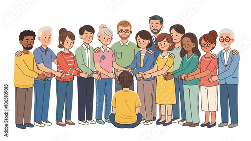 Diverse Group of People Holding Hands.