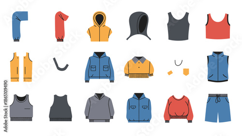 Collection of Various Clothing Items and Accessories.