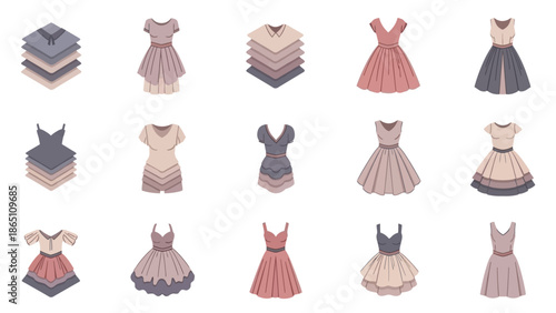 Collection of Various Dresses and Outfits.