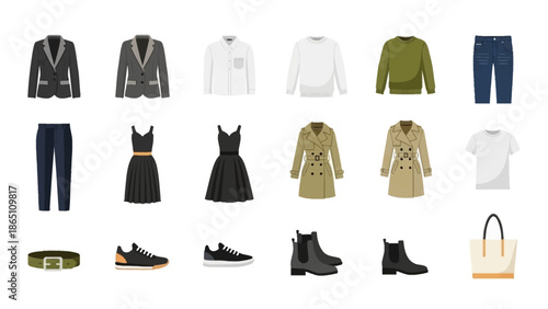 Collection of Various Fashion Clothing and Accessories.