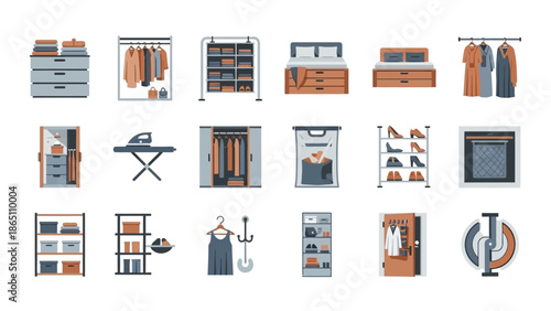Collection of Various Laundry Room Icons.