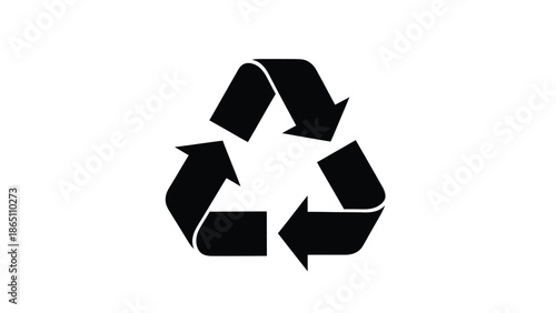A simple black and white illustration of the universal recycling symbol