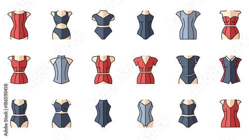 Collection of Various Swimsuit Designs for Women.