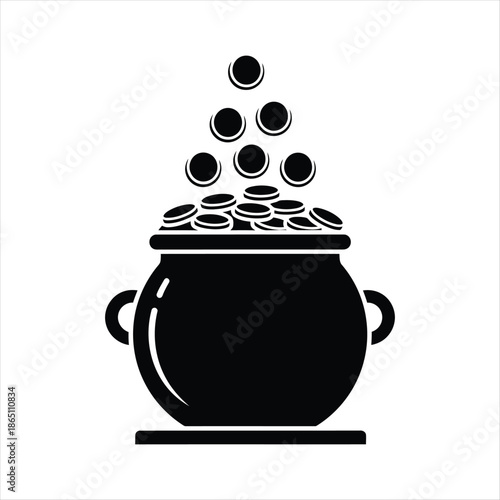 Coins Overflowing From Pot vector icon