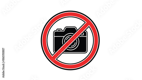 No photography allowed a red prohibition sign with a camera symbol