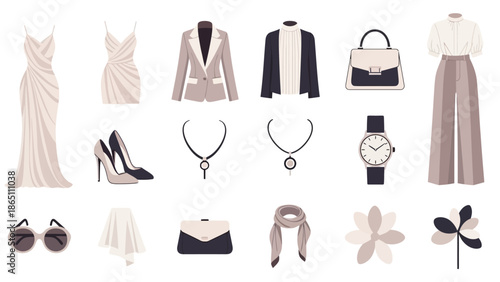 Fashion Accessories and Clothing Items Displayed.