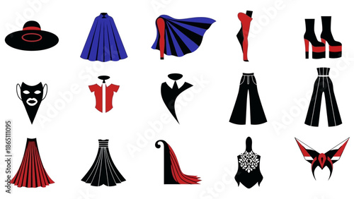 Fashion Accessories and Clothing Items Illustration Set.