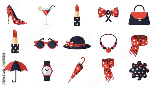 Fashion Accessories with Polka Dot Pattern.