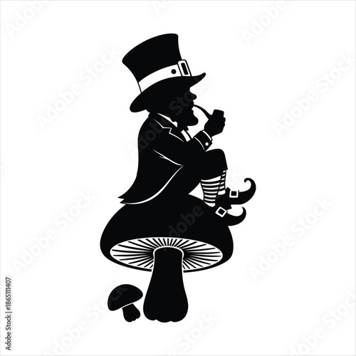 Elegant Gentleman Sitting On Mushroom