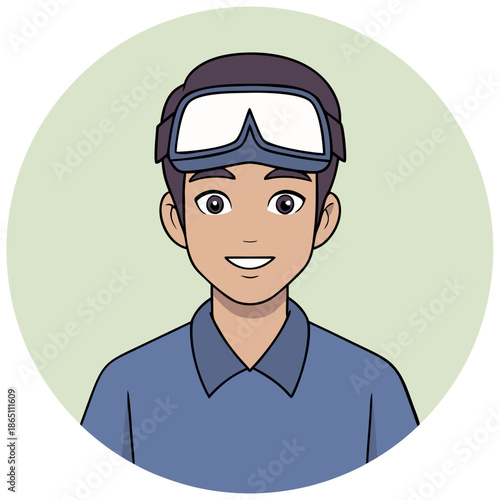 Safety First: Portrait of a person, dressed in work attire, wearing protective glasses, embodies dedication to safety and expertise in their work.