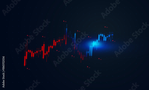 A stock chart employs candlestick patterns to show daily highs, lows, opens, and closes, aiding traders in spotting bullish signals, The financial graph