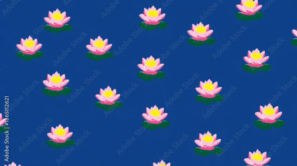 Obraz premium saturated. Symmetrical geometric patterns of clouds and lotus flowers on blue. event programs, museum guides, designed for cultural heritage projects and event programs, preserves heritage. 